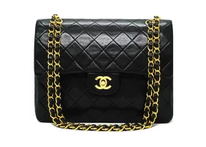 Chanel Vintage Black Lambskin Large Classic 2.55 Flap Bag