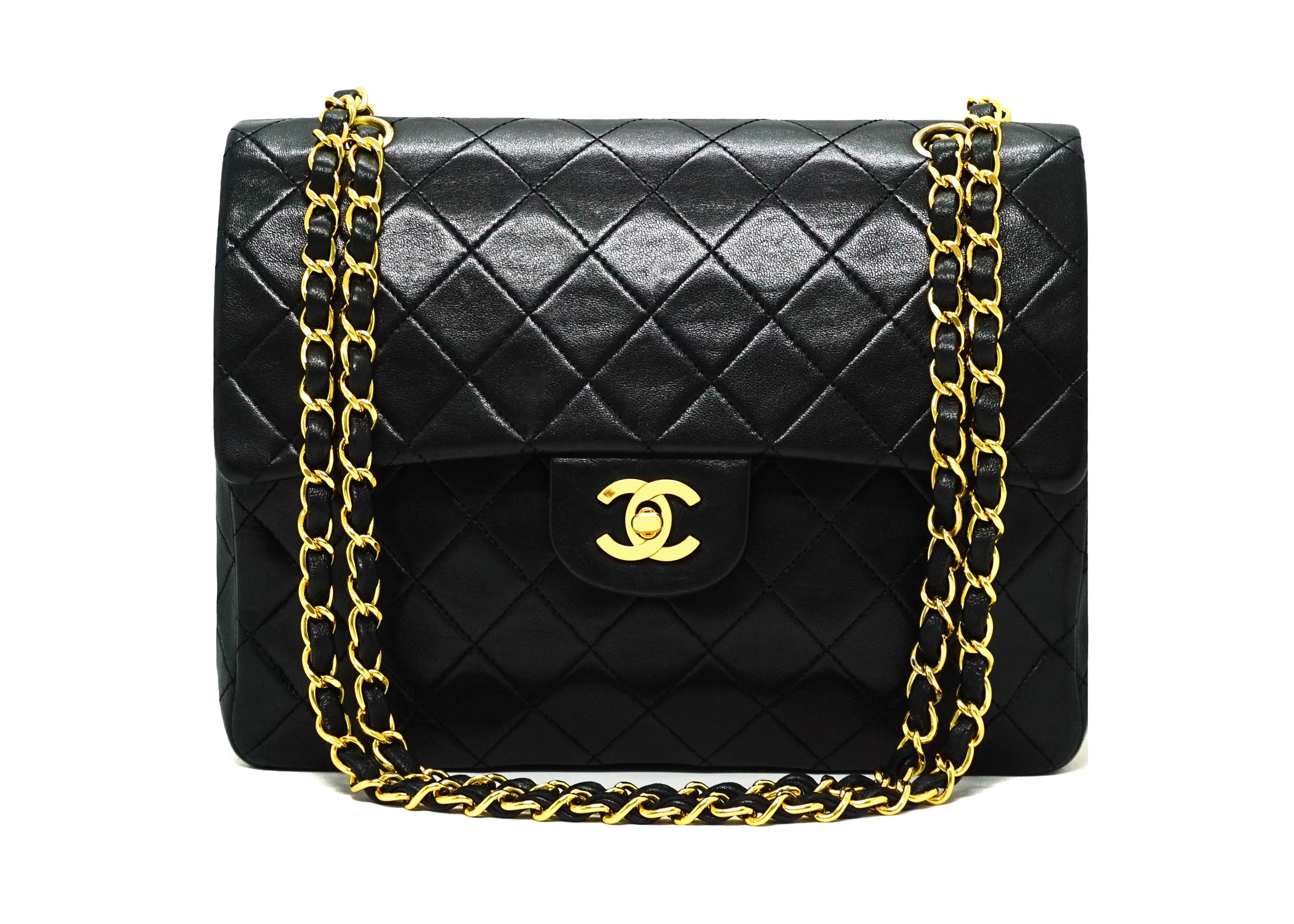 Chanel Vintage Black Lambskin Large Classic 2.55 Flap Bag