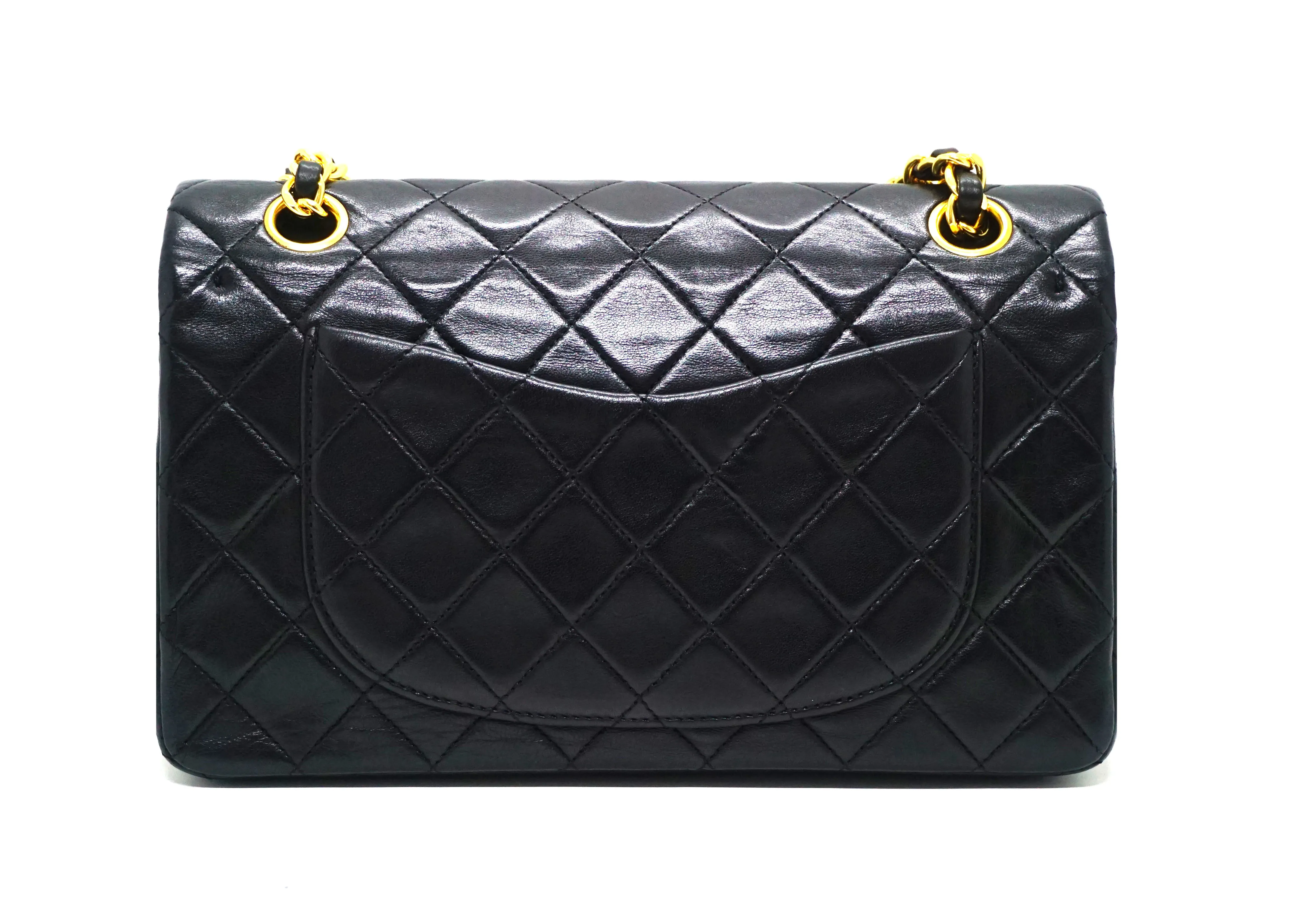 Chanel Vintage Black Lambskin Small Classic Double Flap