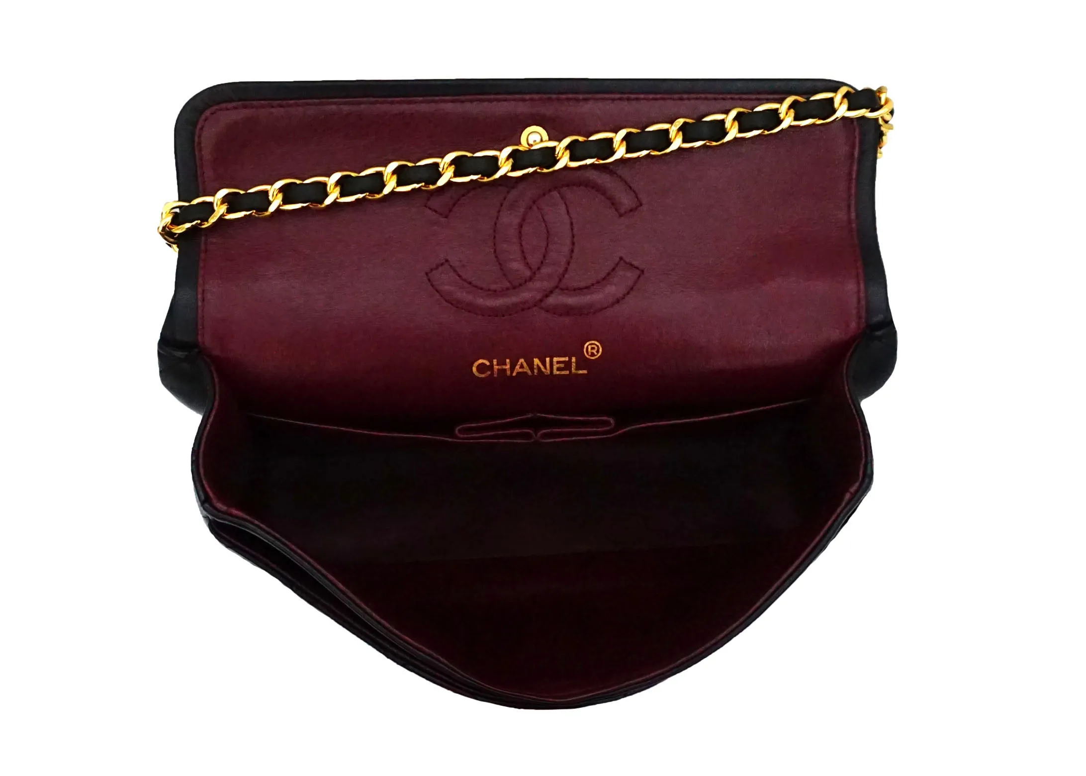 Chanel Vintage Black Lambskin Small Classic Double Flap