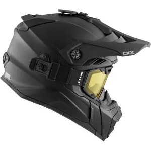 CKX Titan Airflow Solid Matte Black Fiberglass Helmet with 210° Goggle