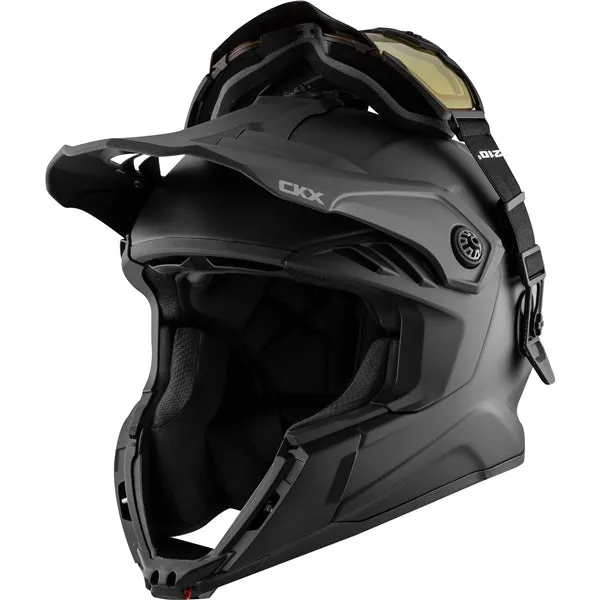 CKX Titan Airflow Solid Matte Black Fiberglass Helmet with 210° Goggle