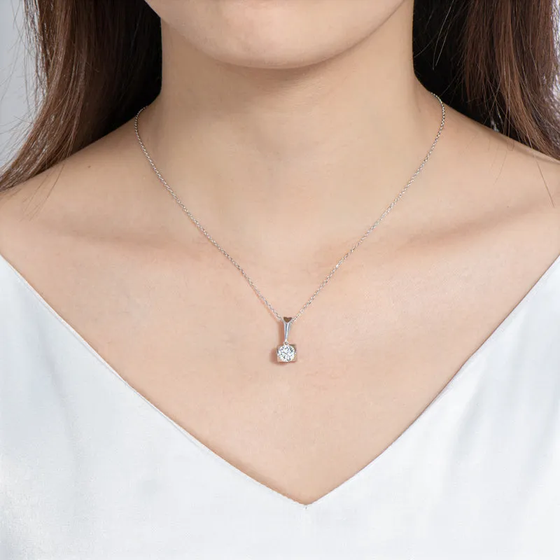 Classic Brilliant Round Moissanite Pendant Necklace
