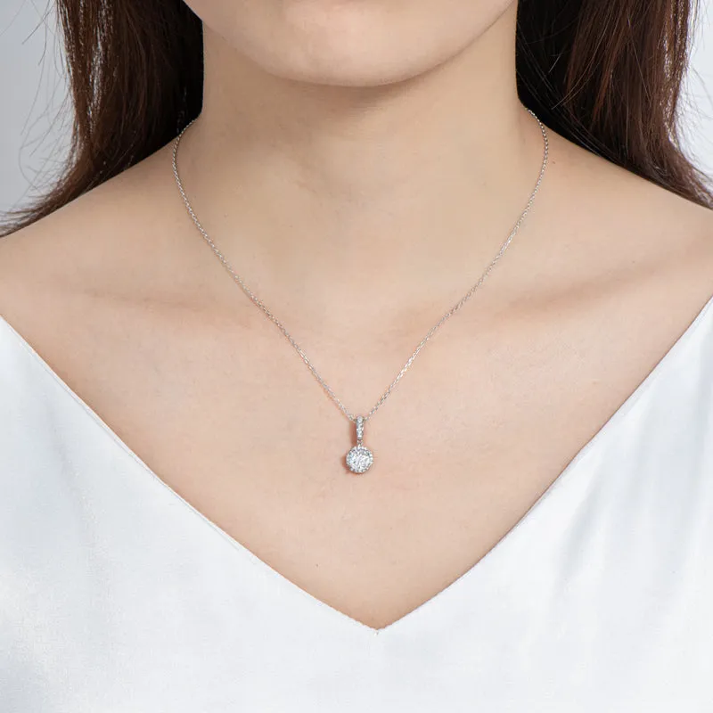 Classic Brilliant Round Moissanite Pendant Necklace