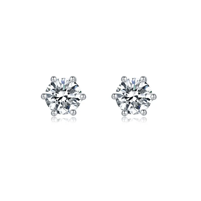 Classic Round Cut Moissanite Diamond Stud Earrings