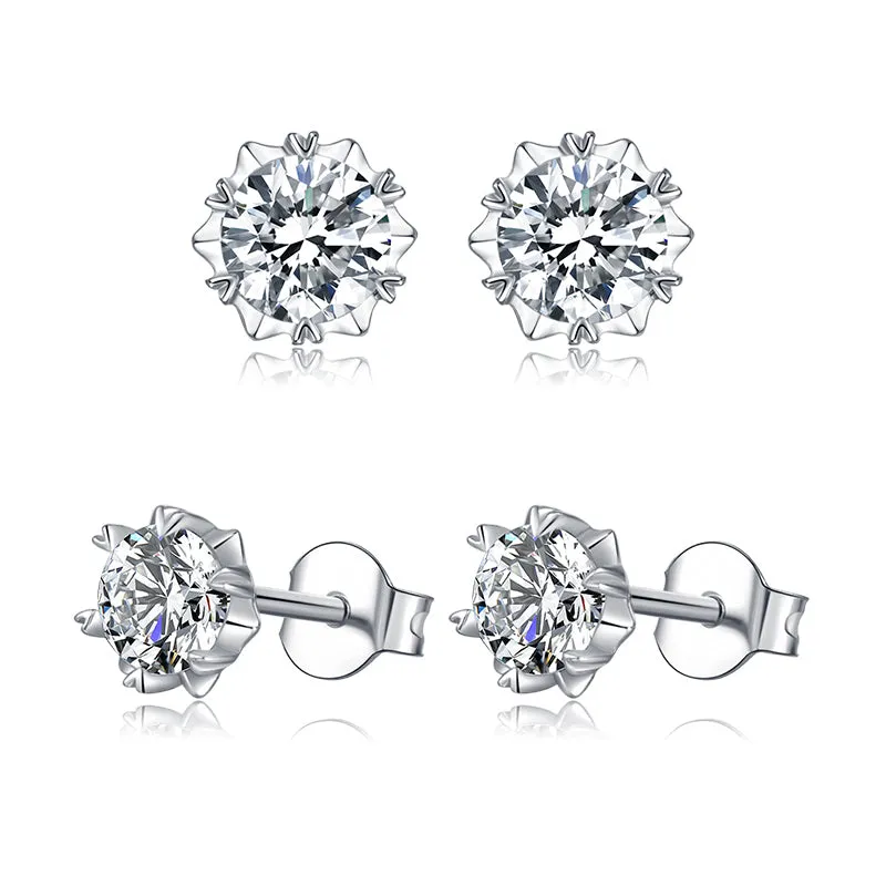 Classic Round Cut Moissanite Diamond Stud Earrings