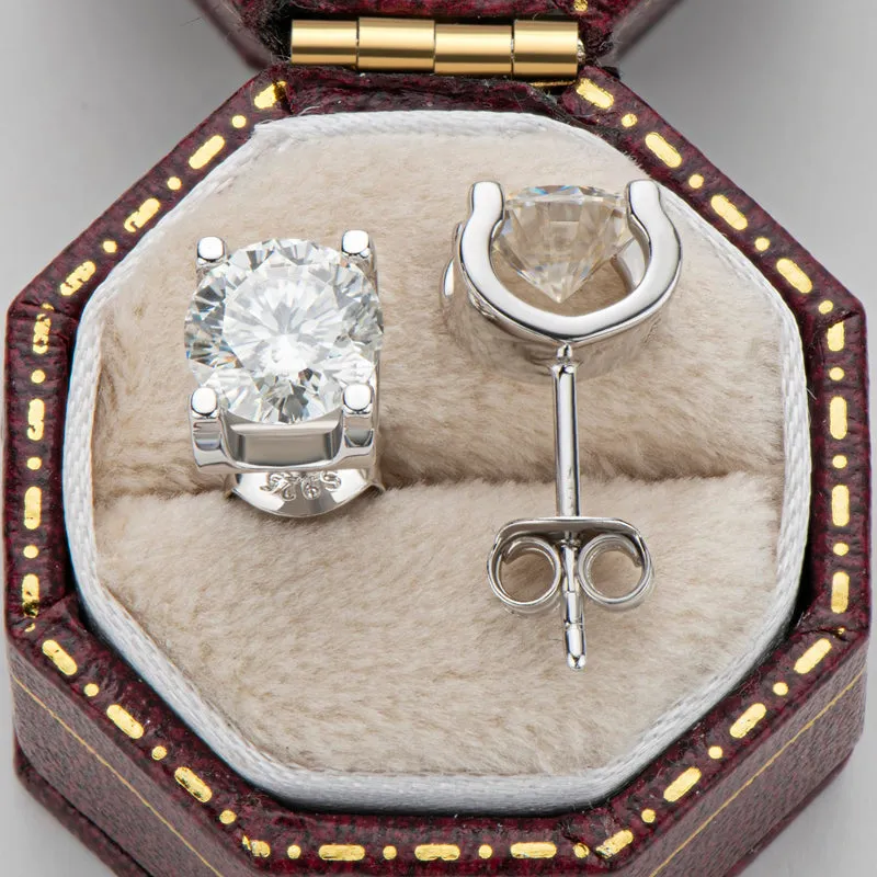 Classic Round Cut Moissanite Diamond Stud Earrings