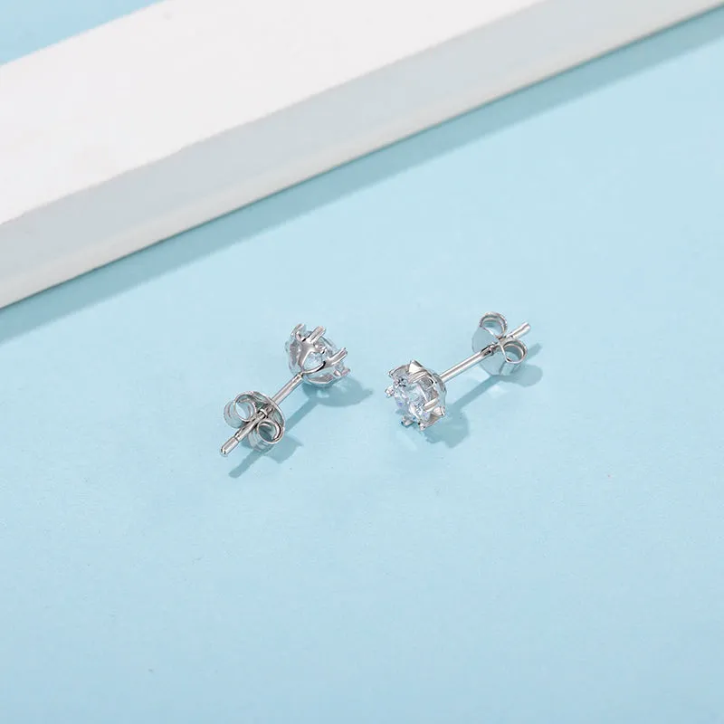 Classic Round Cut Moissanite Diamond Stud Earrings