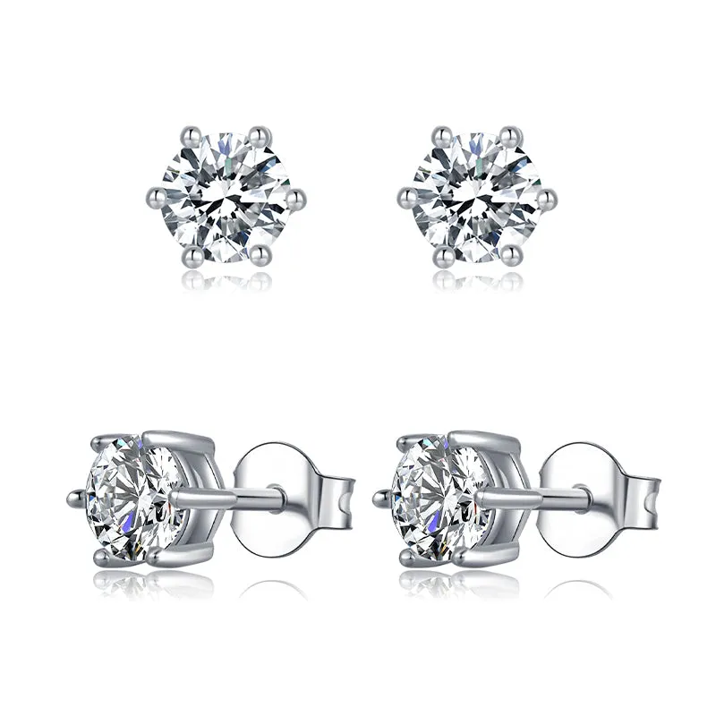Classic Round Cut Moissanite Diamond Stud Earrings