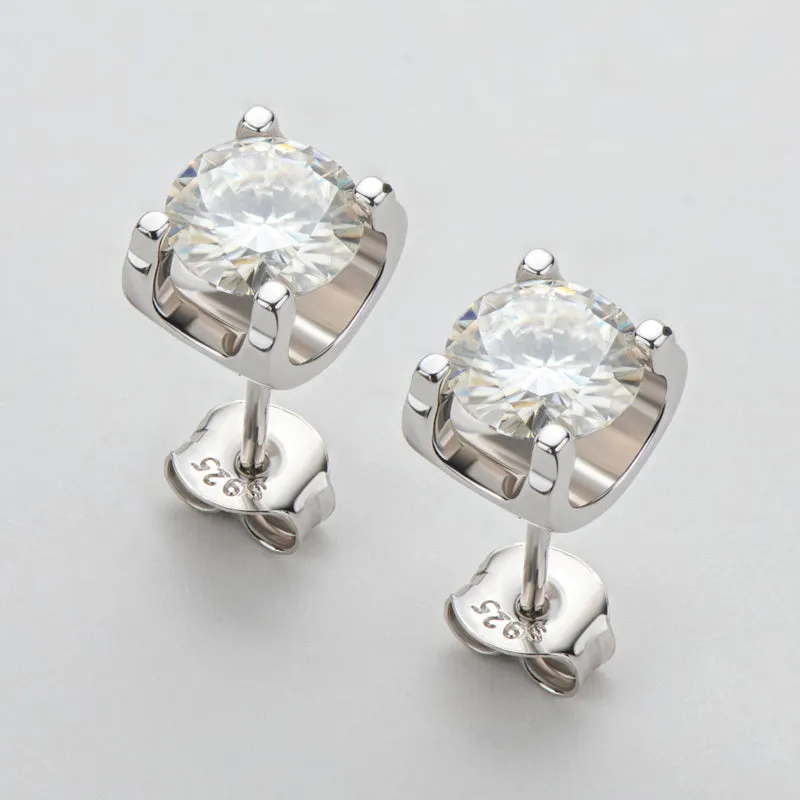 Classic Round Cut Moissanite Diamond Stud Earrings