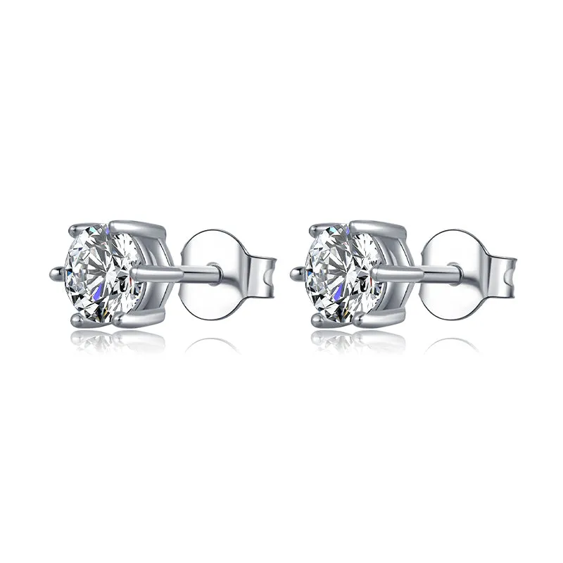 Classic Round Cut Moissanite Diamond Stud Earrings