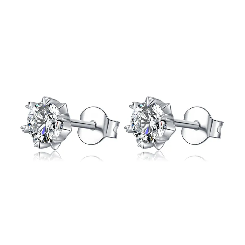 Classic Round Cut Moissanite Diamond Stud Earrings