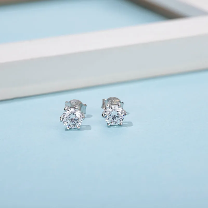 Classic Round Cut Moissanite Diamond Stud Earrings