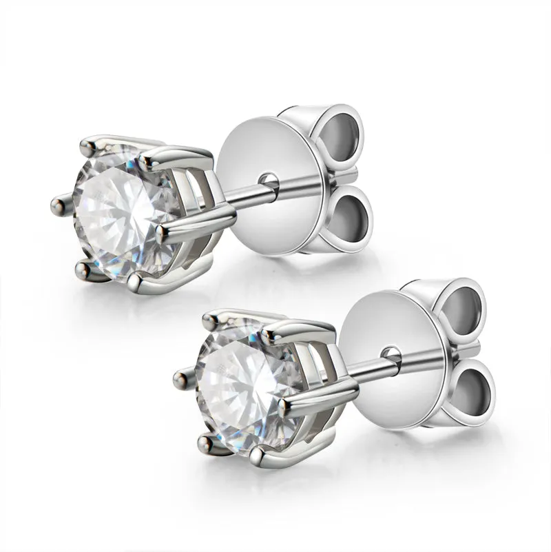 Classic Round Cut Moissanite Diamond Stud Earrings