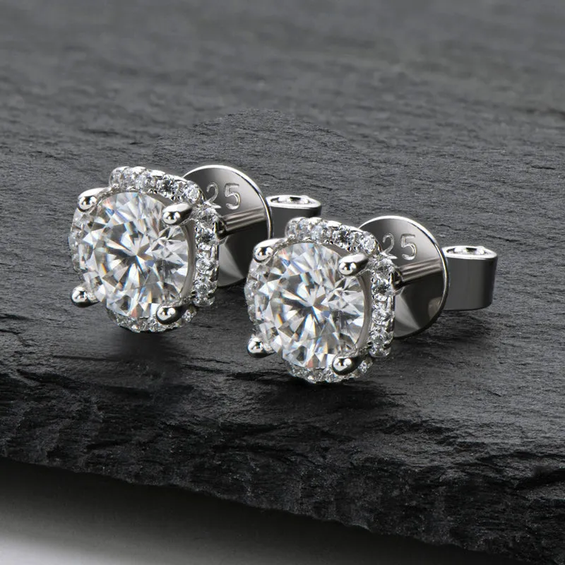 Classic Round Cut Moissanite Diamond Stud Earrings