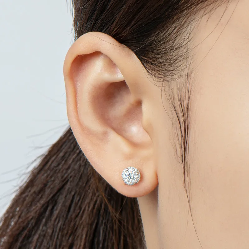 Classic Round Cut Moissanite Diamond Stud Earrings