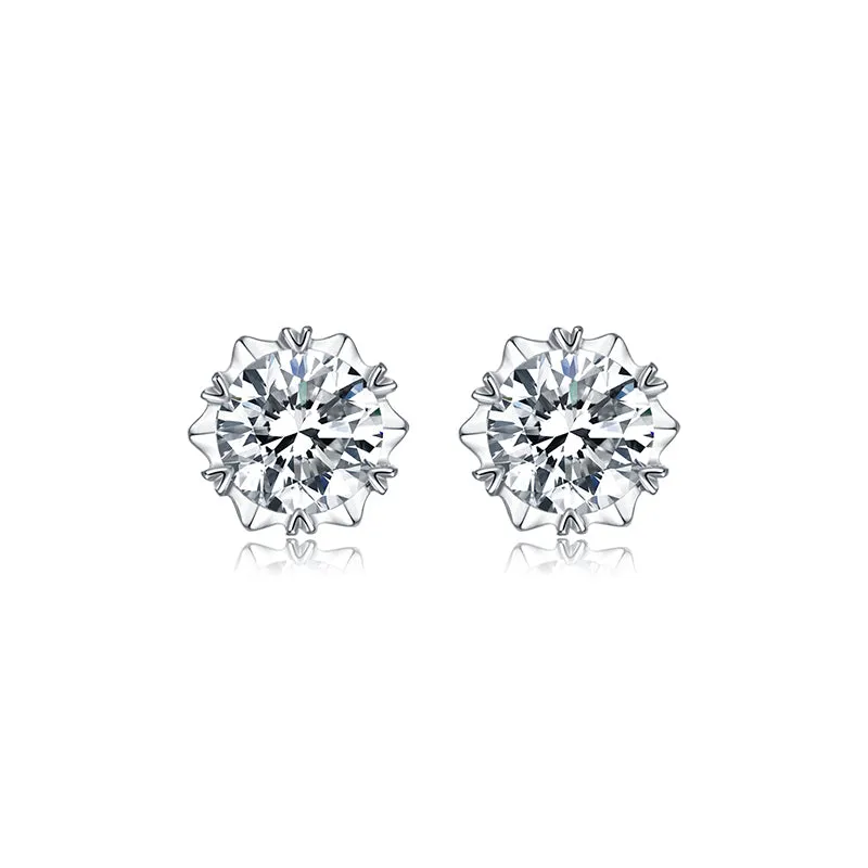 Classic Round Cut Moissanite Diamond Stud Earrings