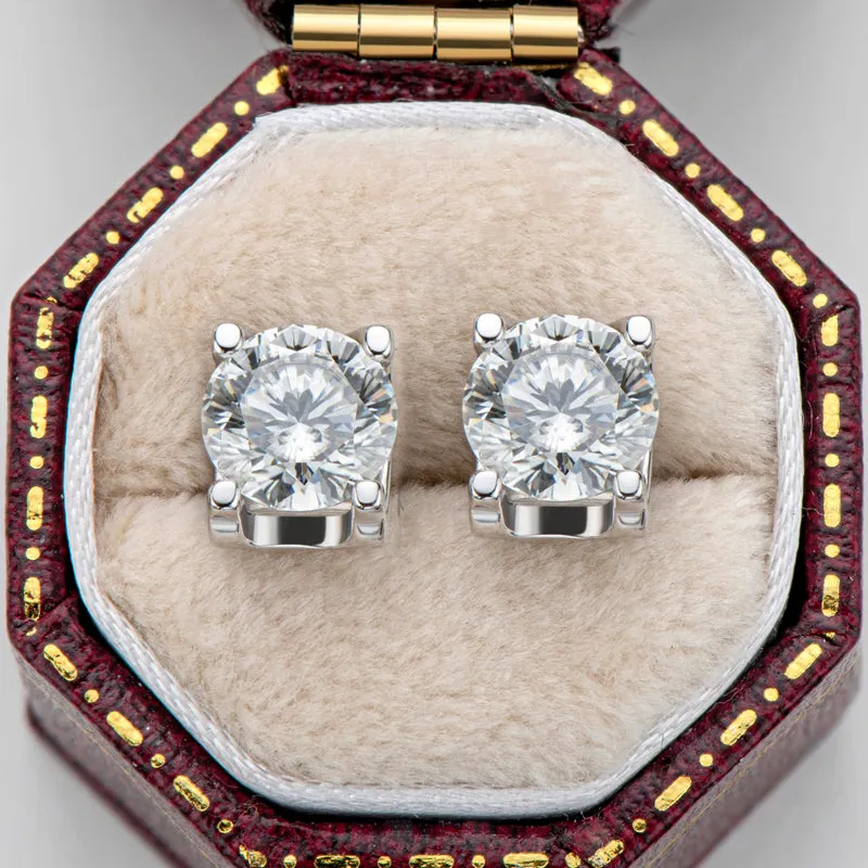 Classic Round Cut Moissanite Diamond Stud Earrings