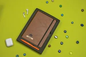 Classy Hardcover Diary   Classic Metal Pen - Brown