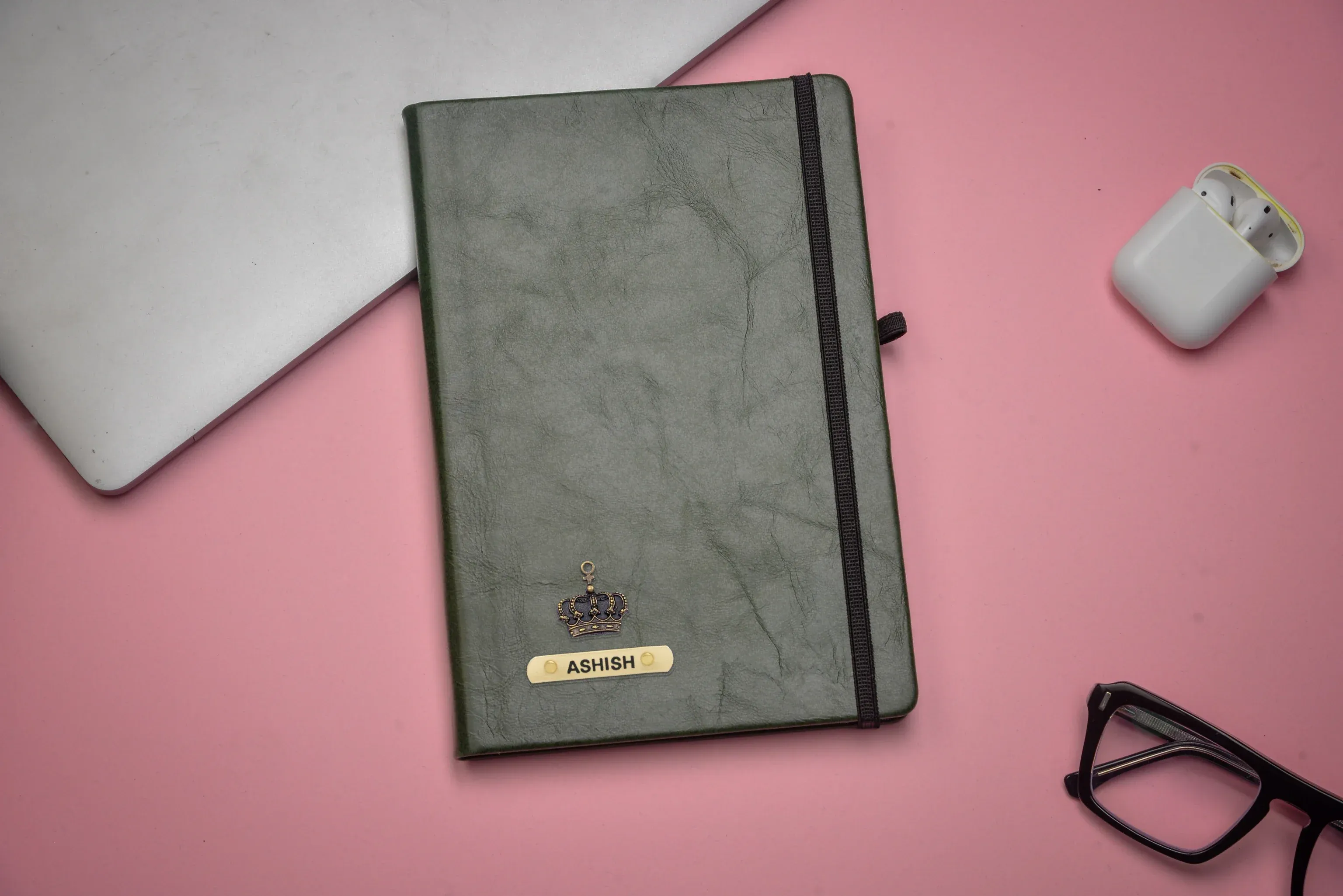 Classy Hardcover Diary   Classic Metal Pen - Green