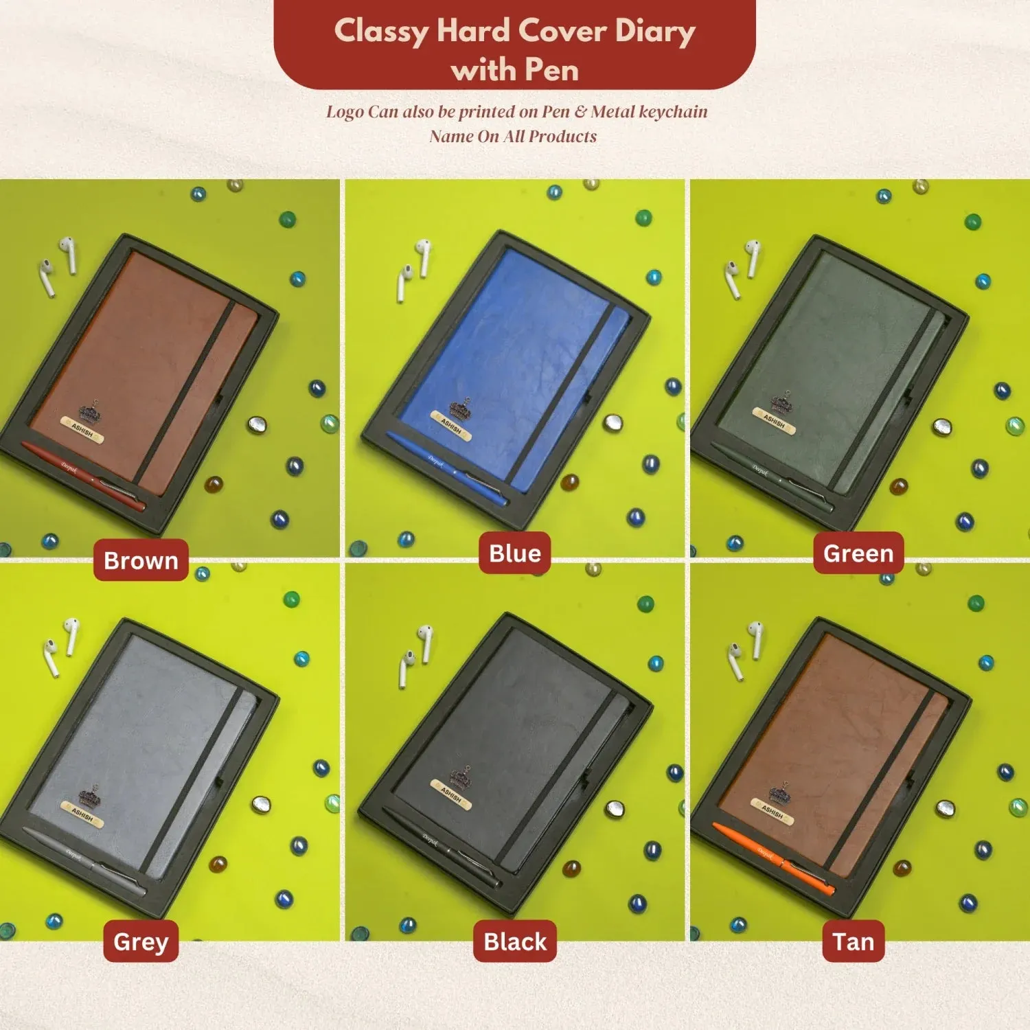 Classy Hardcover Diary   Classic Metal Pen - Grey