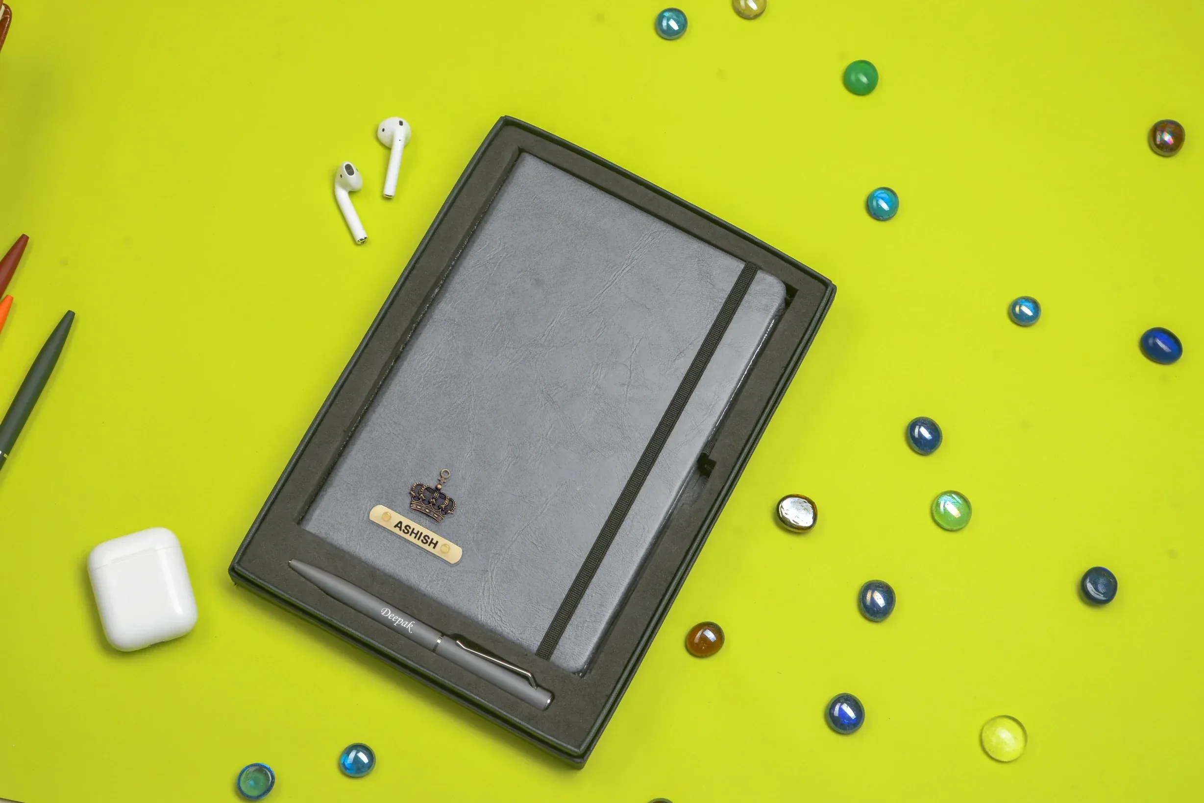 Classy Hardcover Diary   Classic Metal Pen - Grey