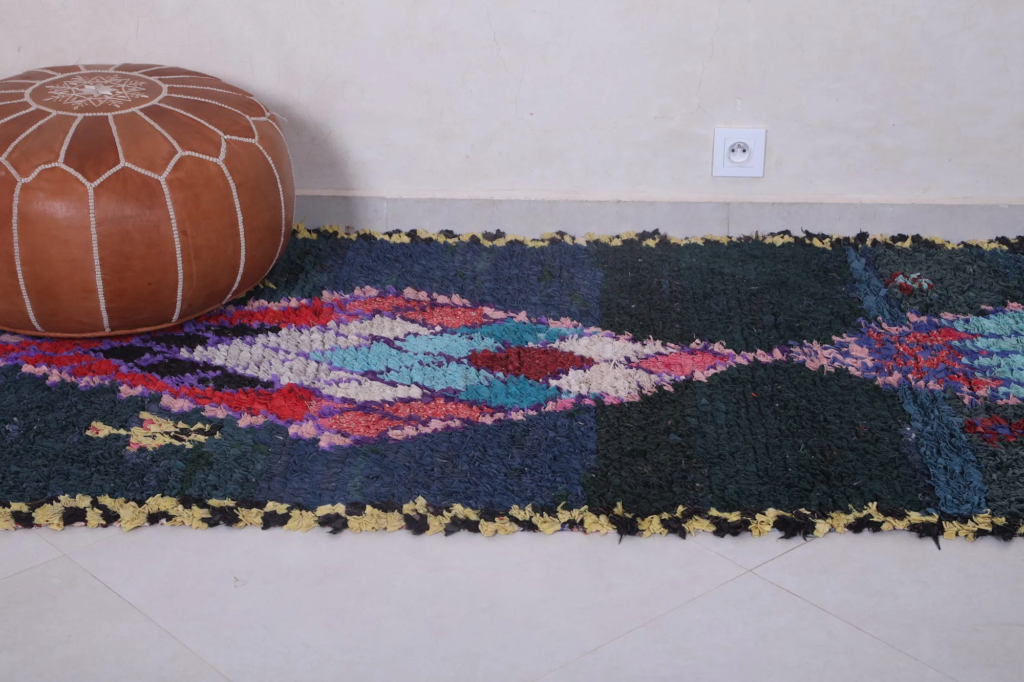 Colorful Boucherouite Rug – 3.2 x 6.7 Feet