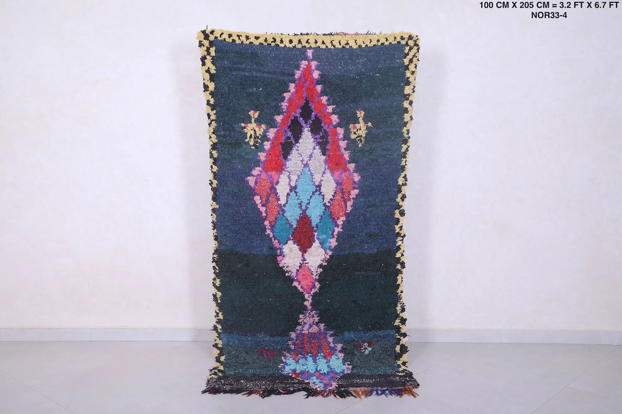 Colorful Boucherouite Rug – 3.2 x 6.7 Feet