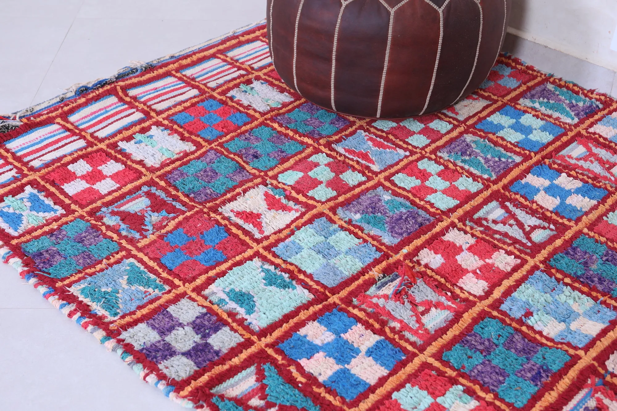 Colorful Handmade Moroccan Berber Rug - 4.4 X 6.3 Feet