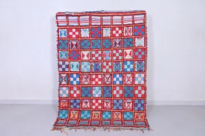 Colorful Handmade Moroccan Berber Rug - 4.4 X 6.3 Feet