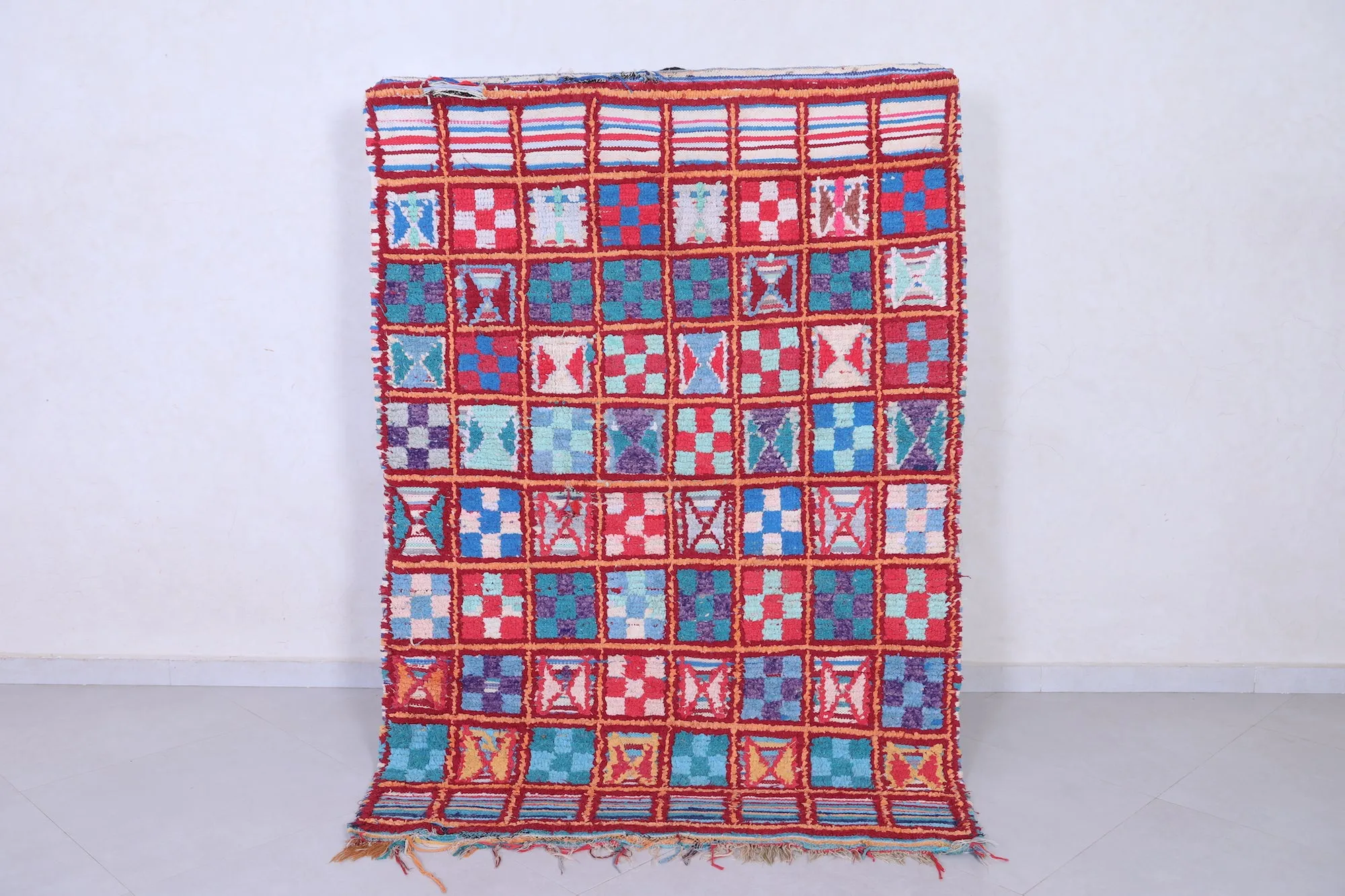 Colorful Handmade Moroccan Berber Rug - 4.4 X 6.3 Feet