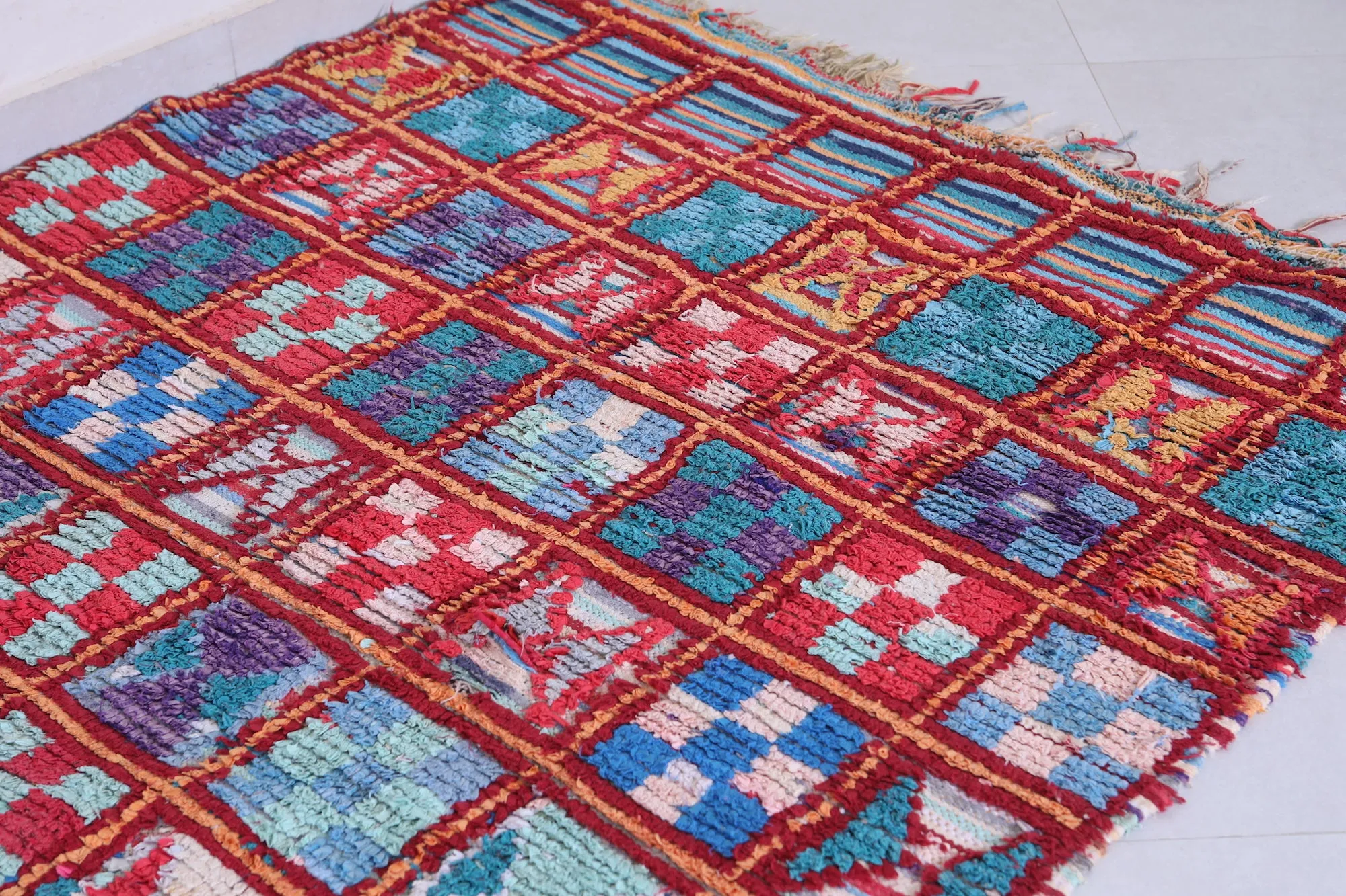 Colorful Handmade Moroccan Berber Rug - 4.4 X 6.3 Feet