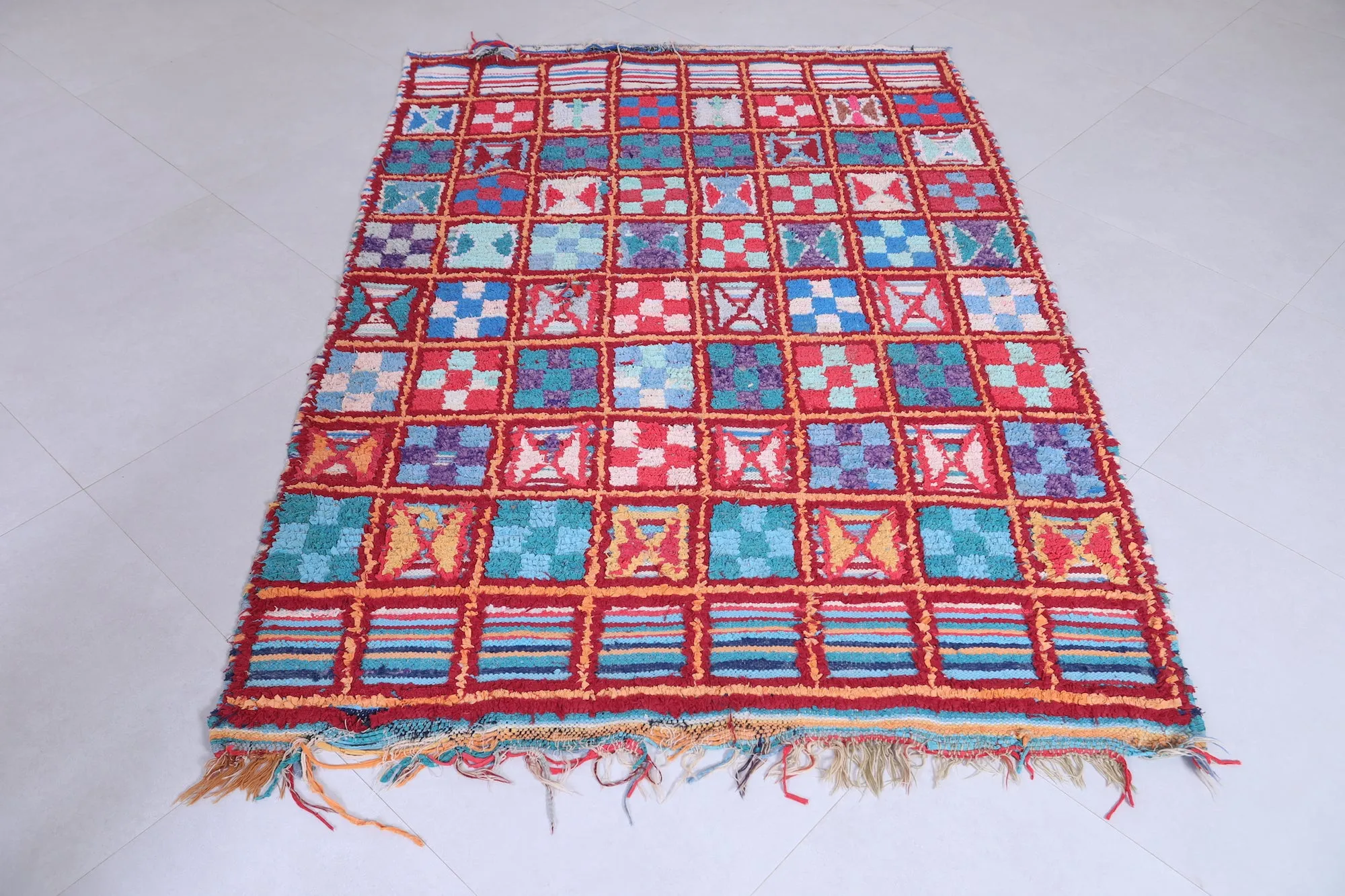 Colorful Handmade Moroccan Berber Rug - 4.4 X 6.3 Feet