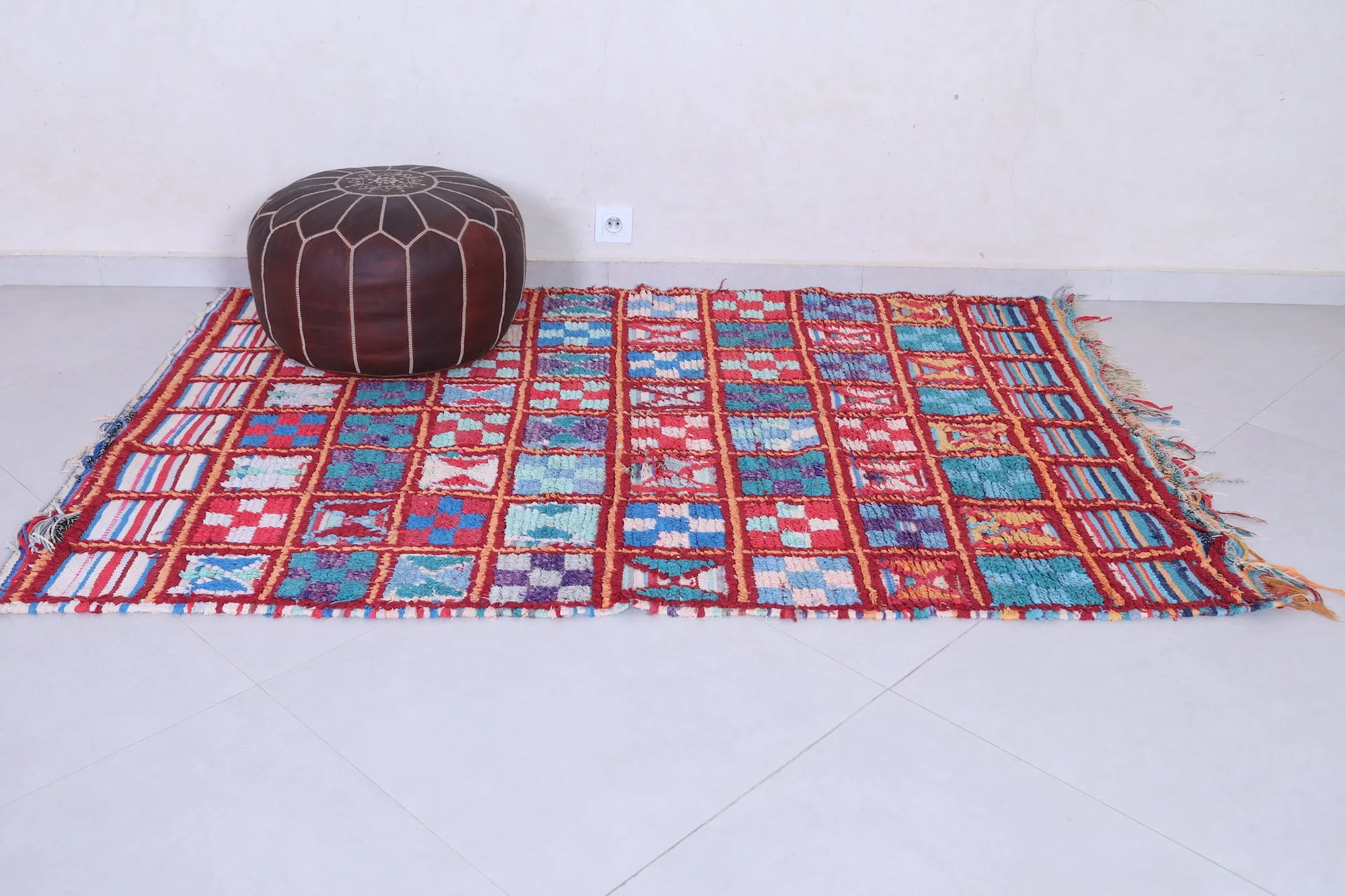Colorful Handmade Moroccan Berber Rug - 4.4 X 6.3 Feet