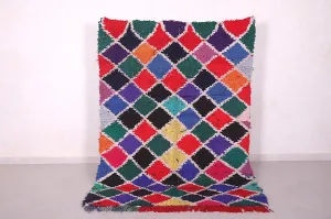 Colorful Moroccan Boucherouite Rug - Handwoven Statement Piece | 5 x 6.8 Ft