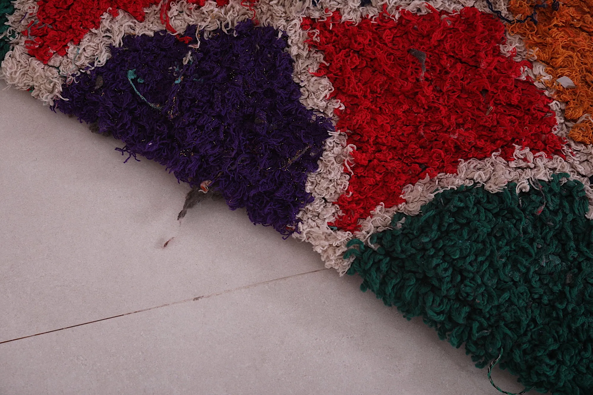 Colorful Moroccan Boucherouite Rug - Handwoven Statement Piece | 5 x 6.8 Ft