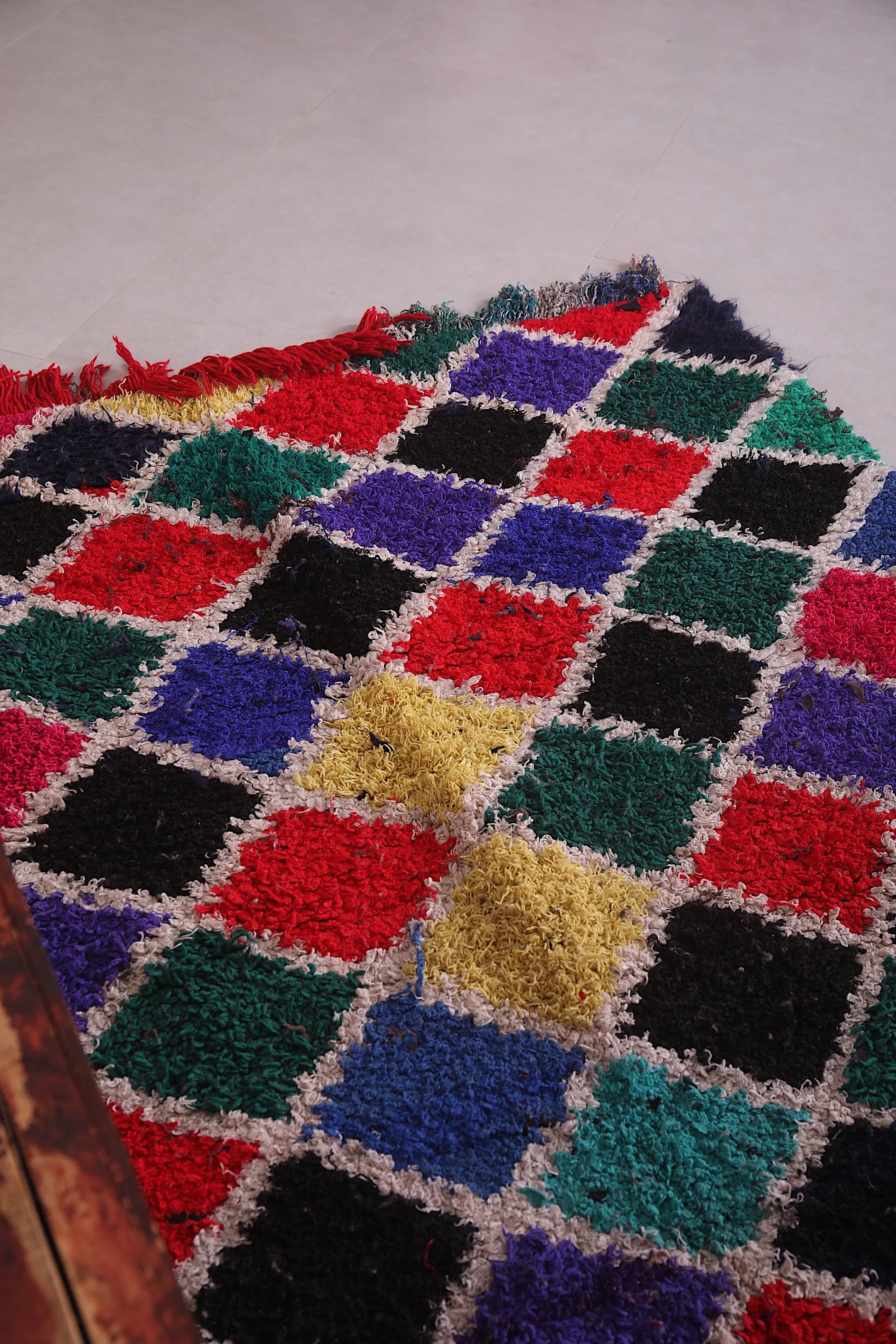 Colorful Moroccan Boucherouite Rug - Handwoven Statement Piece | 5 x 6.8 Ft