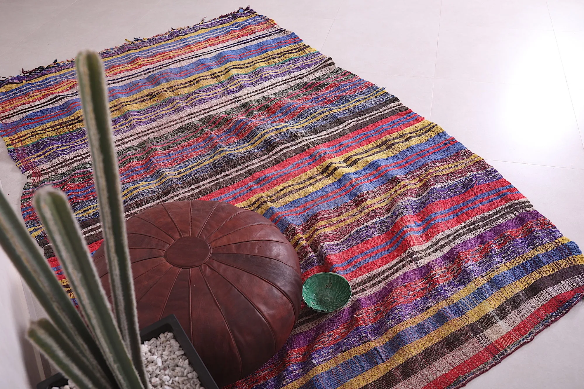 Colorful Moroccan kilim rug - 5.2 FT X 8.3 FT - Large berber carpet