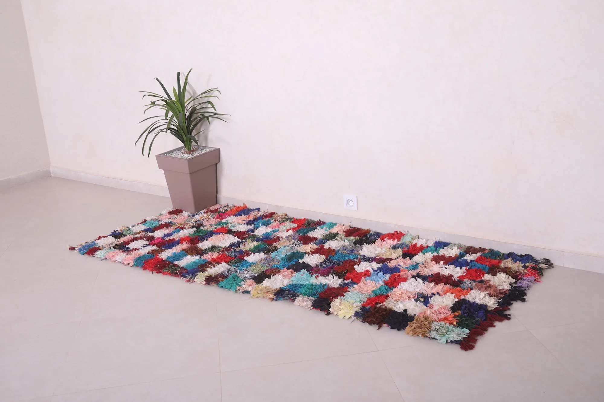 Colorful Runner Boucherouite Rug 3 x 7.6 Feet - Handcrafted Art