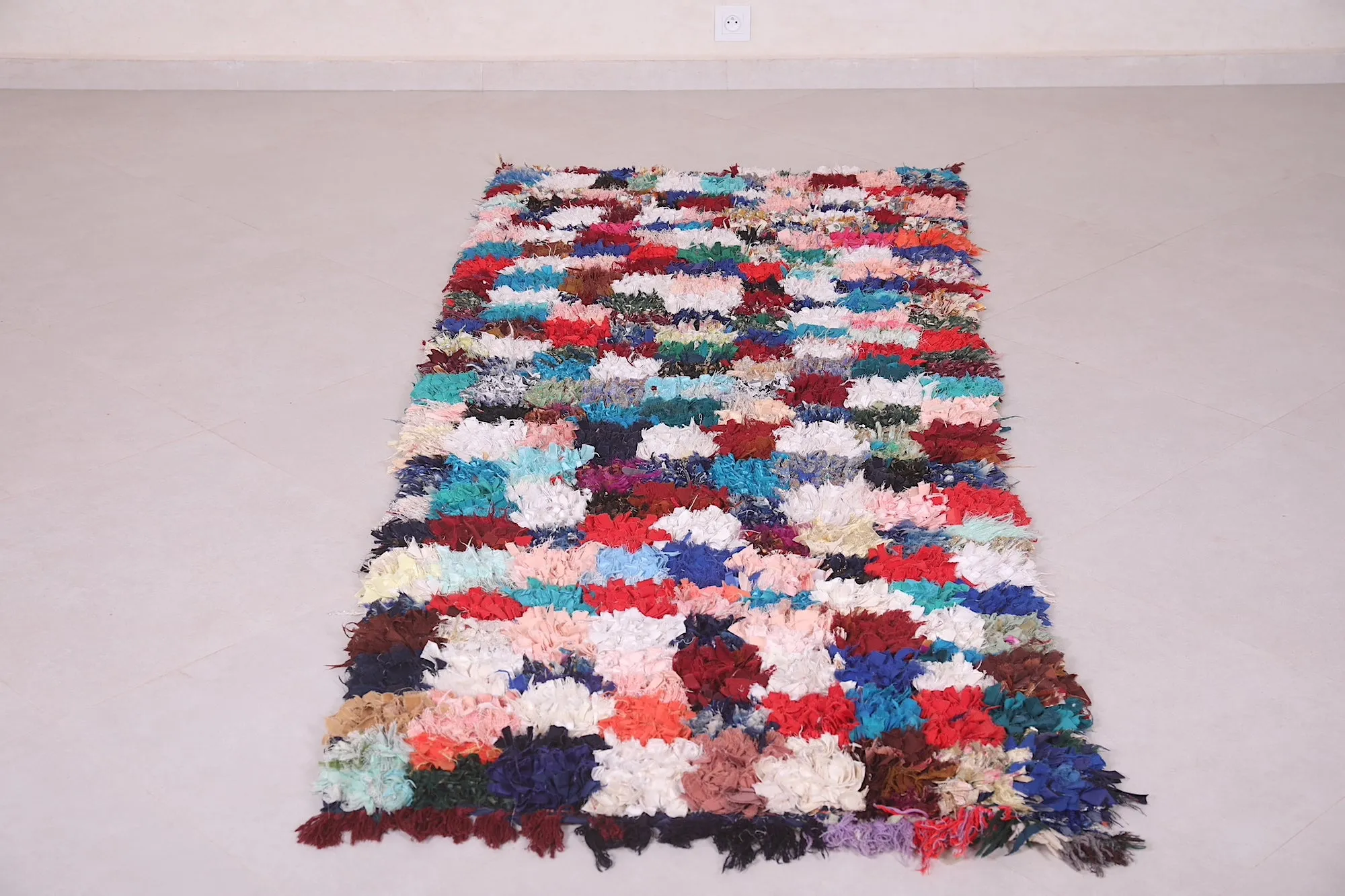Colorful Runner Boucherouite Rug 3 x 7.6 Feet - Handcrafted Art