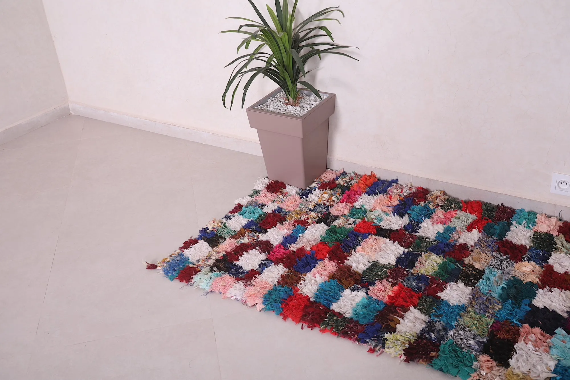 Colorful Runner Boucherouite Rug 3 x 7.6 Feet - Handcrafted Art