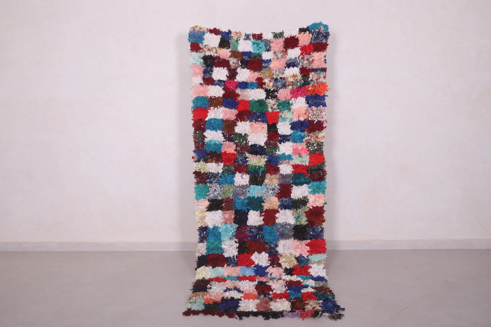 Colorful Runner Boucherouite Rug 3 x 7.6 Feet - Handcrafted Art