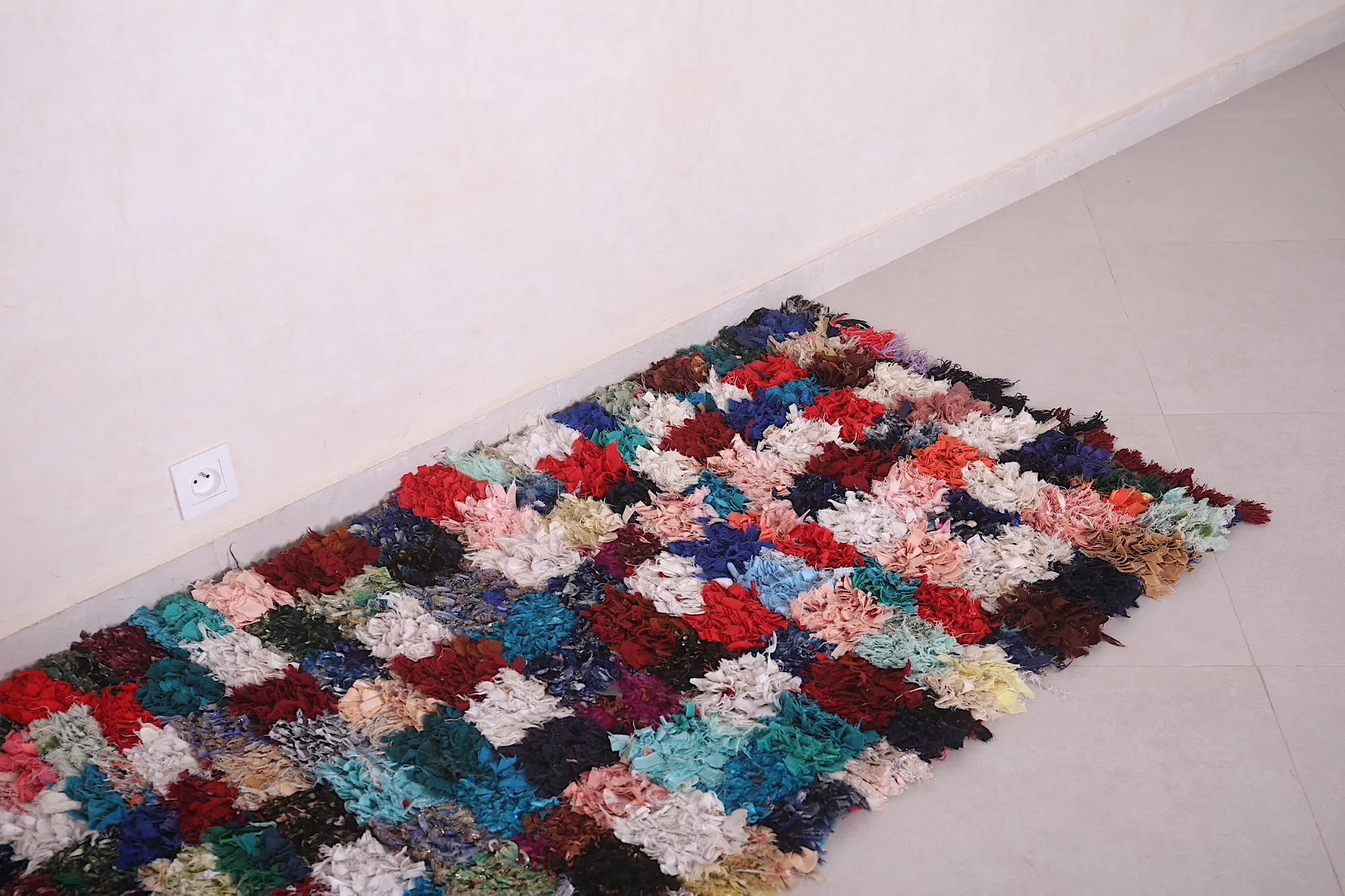 Colorful Runner Boucherouite Rug 3 x 7.6 Feet - Handcrafted Art