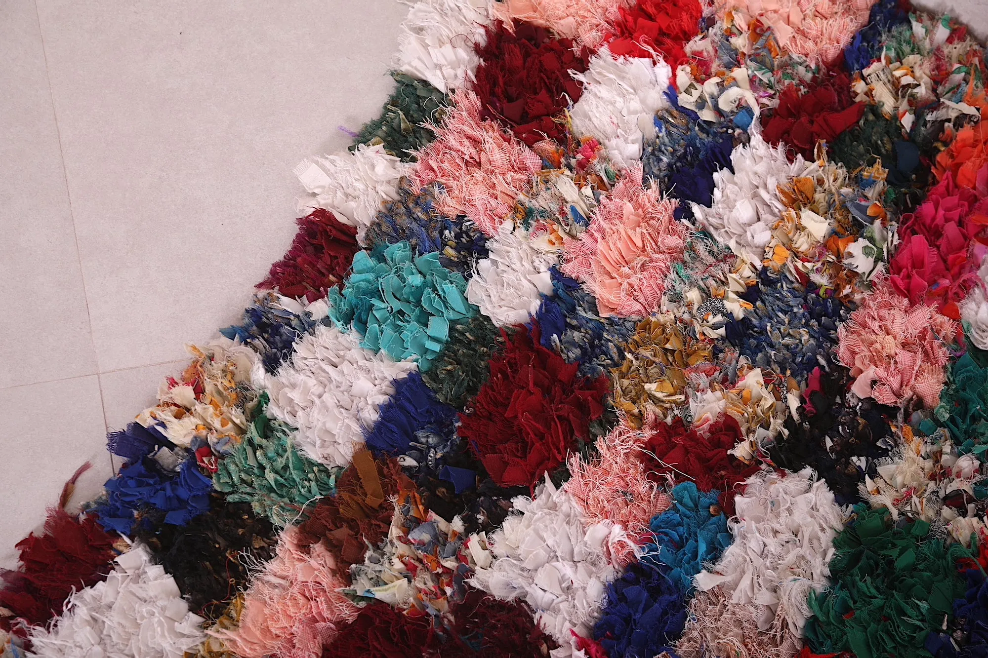 Colorful Runner Boucherouite Rug 3 x 7.6 Feet - Handcrafted Art
