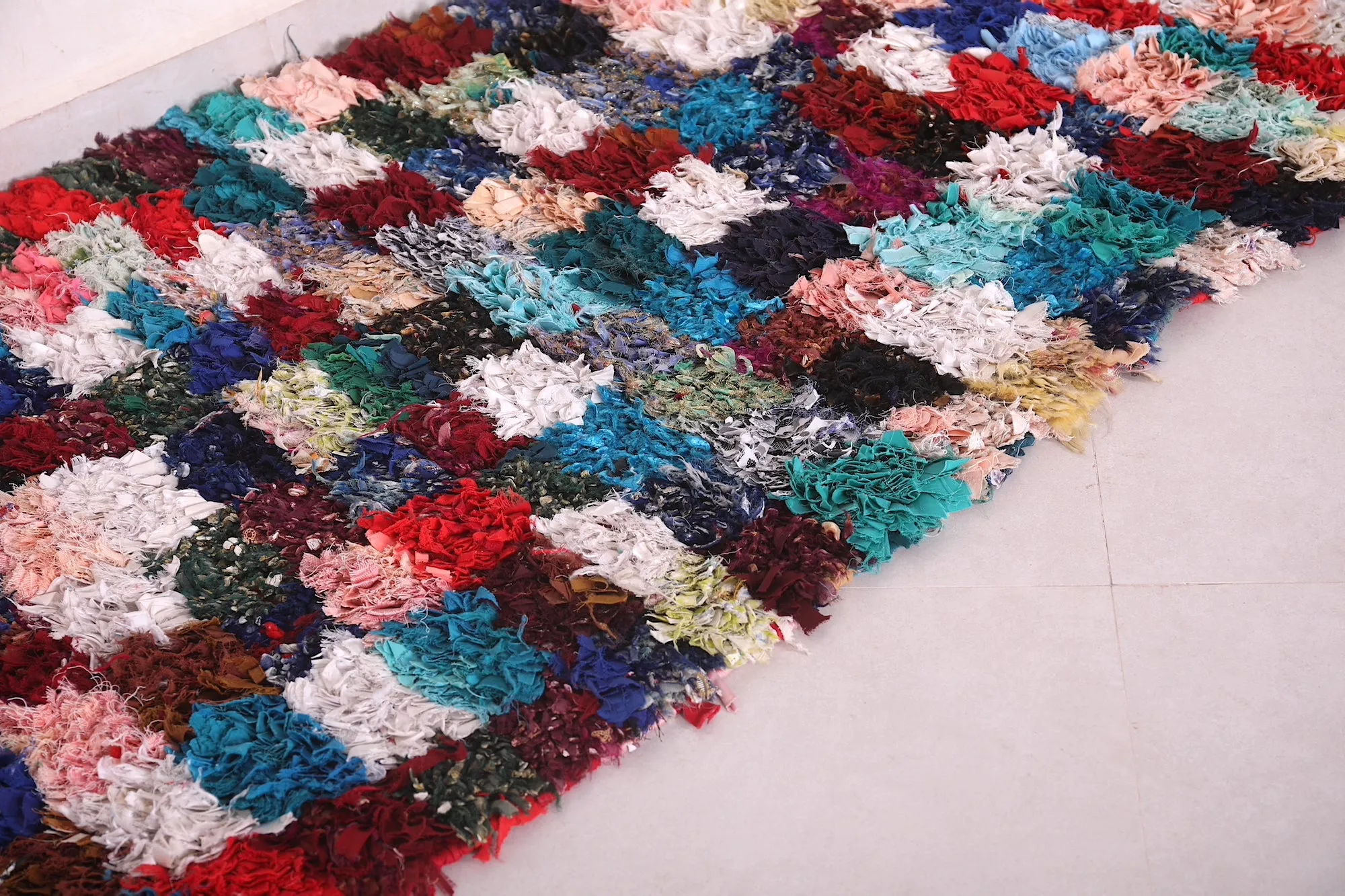 Colorful Runner Boucherouite Rug 3 x 7.6 Feet - Handcrafted Art