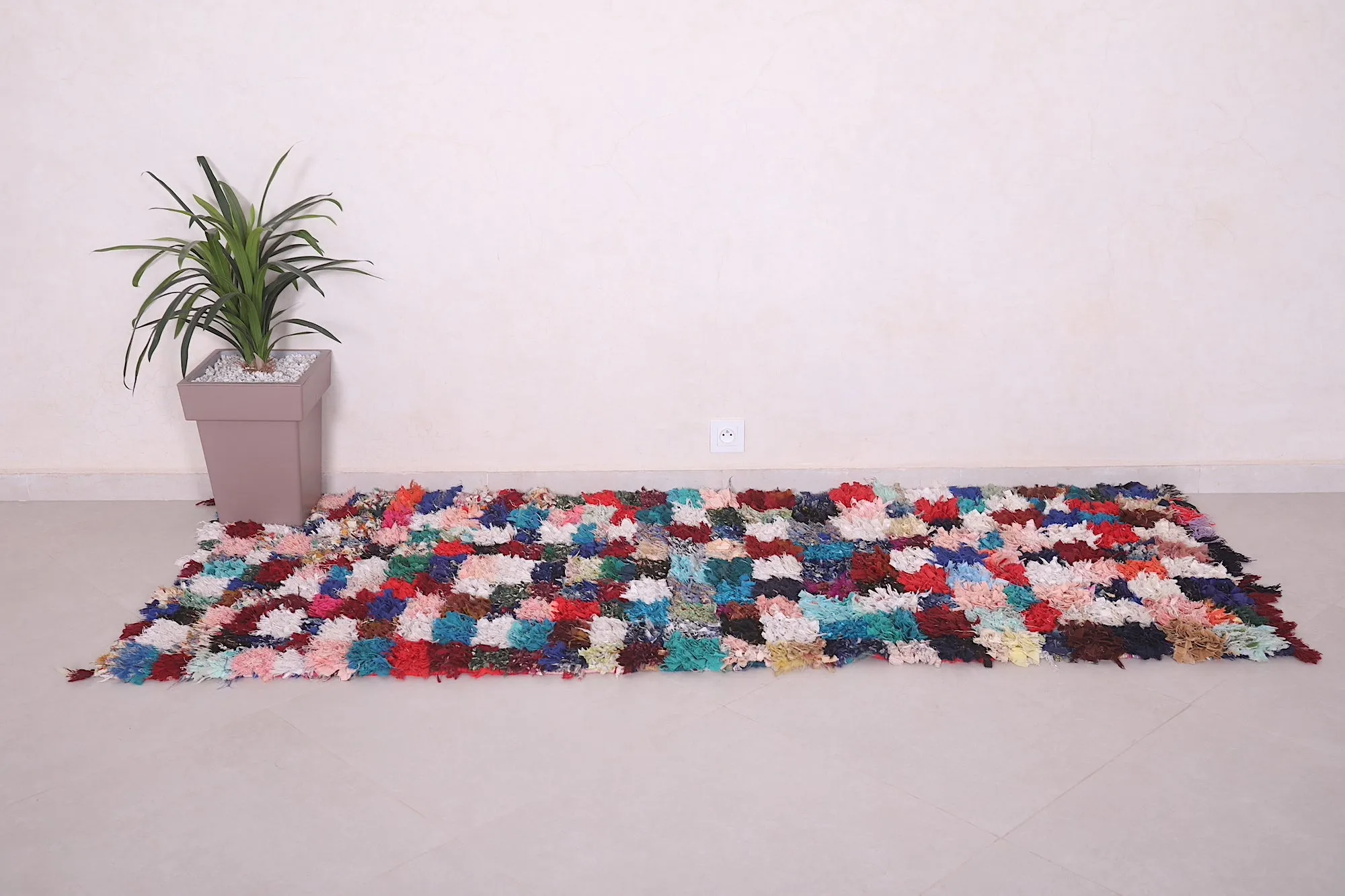 Colorful Runner Boucherouite Rug 3 x 7.6 Feet - Handcrafted Art