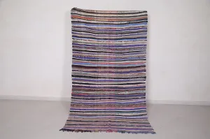 Colorful Runner Boucherouite Rug 4.3 x 7.7 Feet - Moroccan Handmade Beauty
