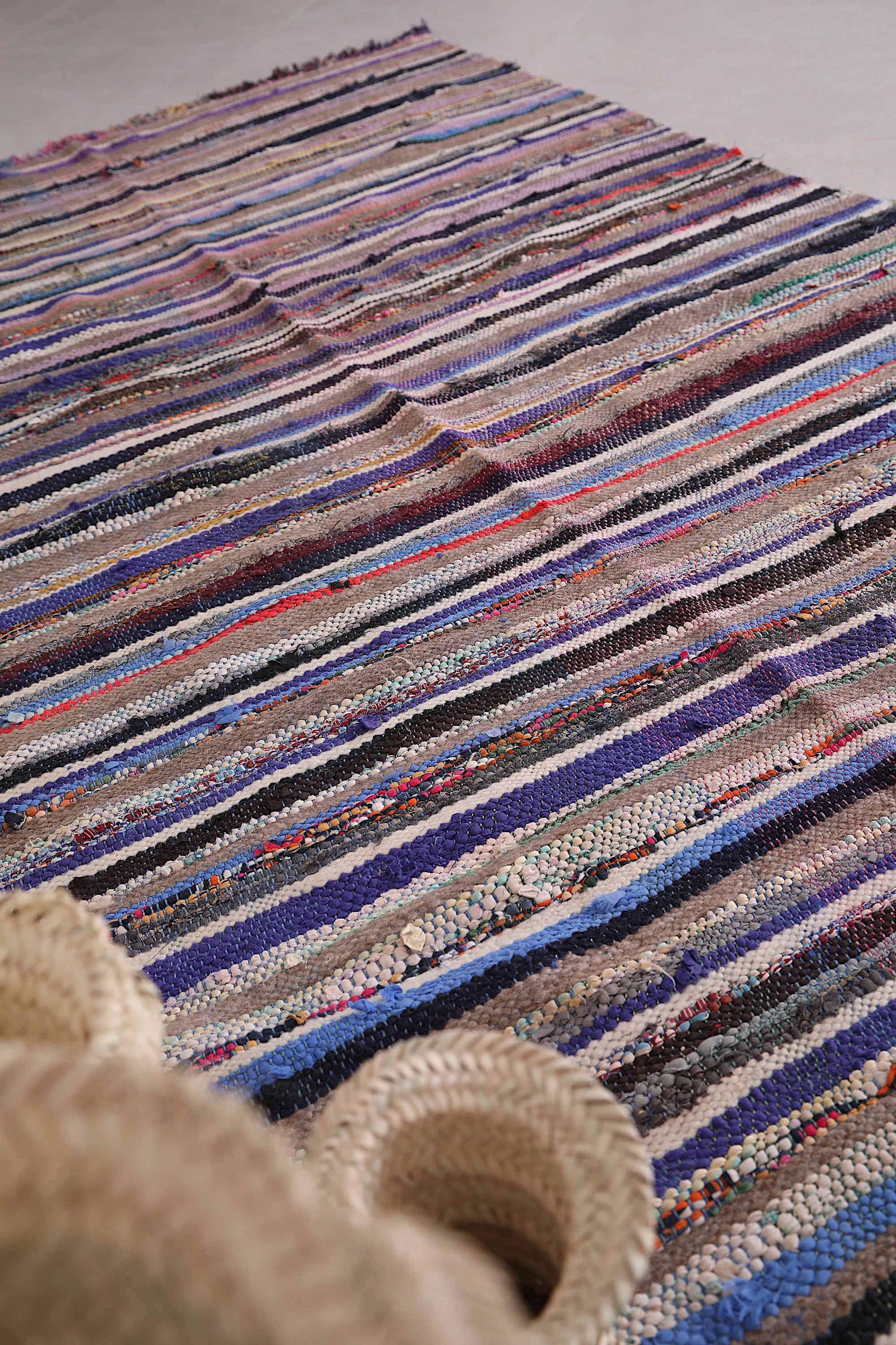 Colorful Runner Boucherouite Rug 4.3 x 7.7 Feet - Moroccan Handmade Beauty
