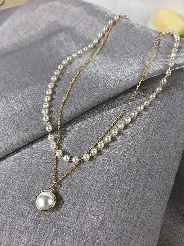 Combo Of Golden Pearl Pendant With Earring Set