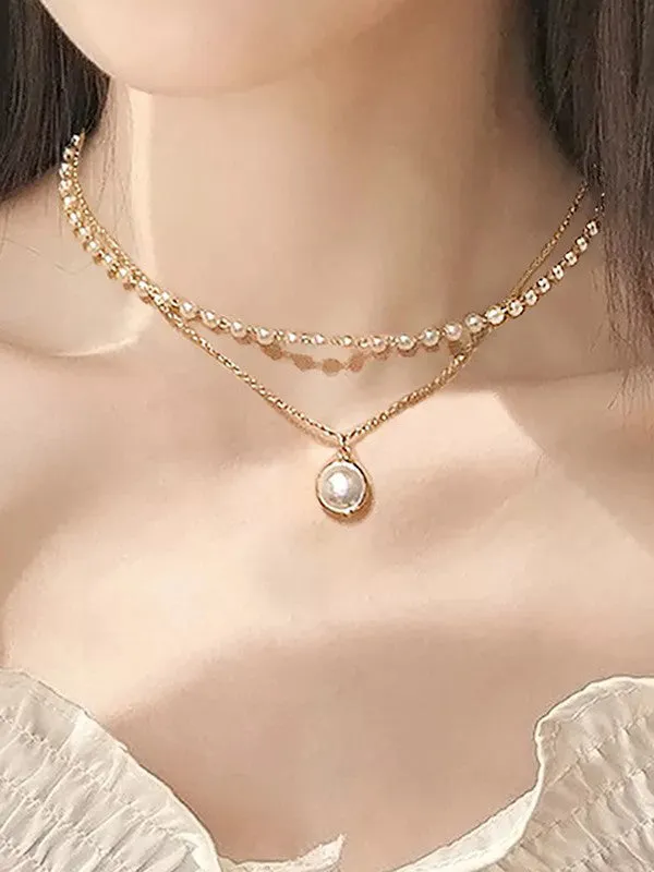 Combo Of Golden Pearl Pendant With Earring Set